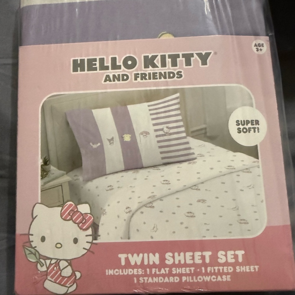 Hello Kitty Purple and White Bedding Sheet Set